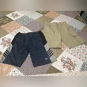 2 boys shorts Dunlop blue and black and Levi beige size 10